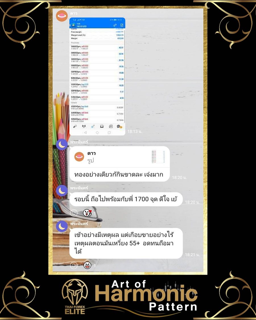 ผลลัพธ์จริงจากผู้อ่านตำรา AOH — ภาพหน้าจอผลการเทรด