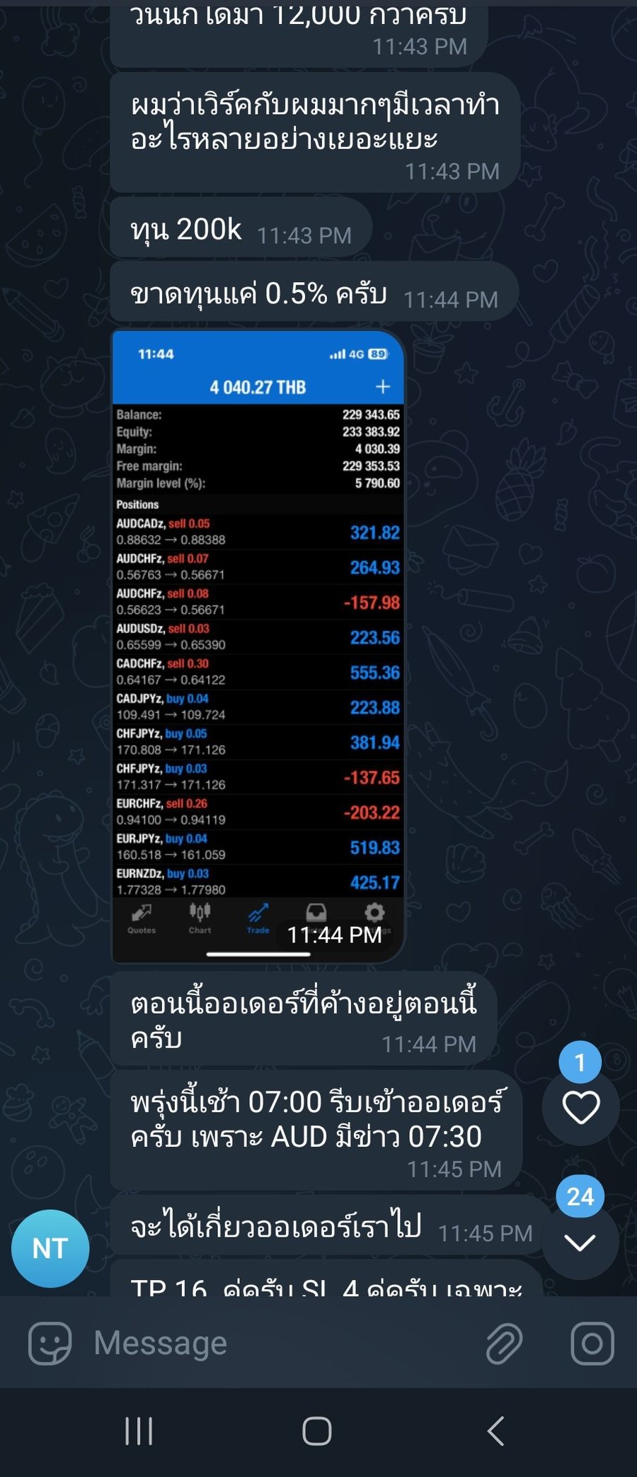 ผลลัพธ์จริงจากนักเรียน LSS — ภาพหน้าจอผลการเทรด